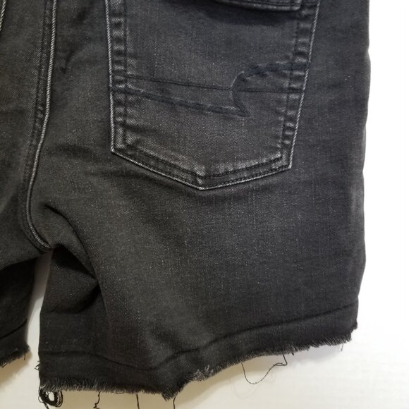 American Eagle shorts 4 Midi denim jean button fly frayed raw hem stretch summer - Picture 11 of 14